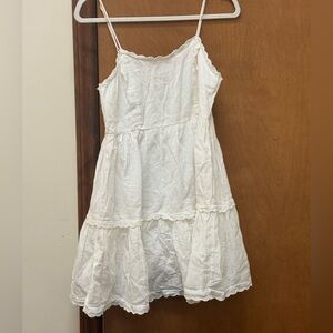 White Tiered Lace Trim Sundress